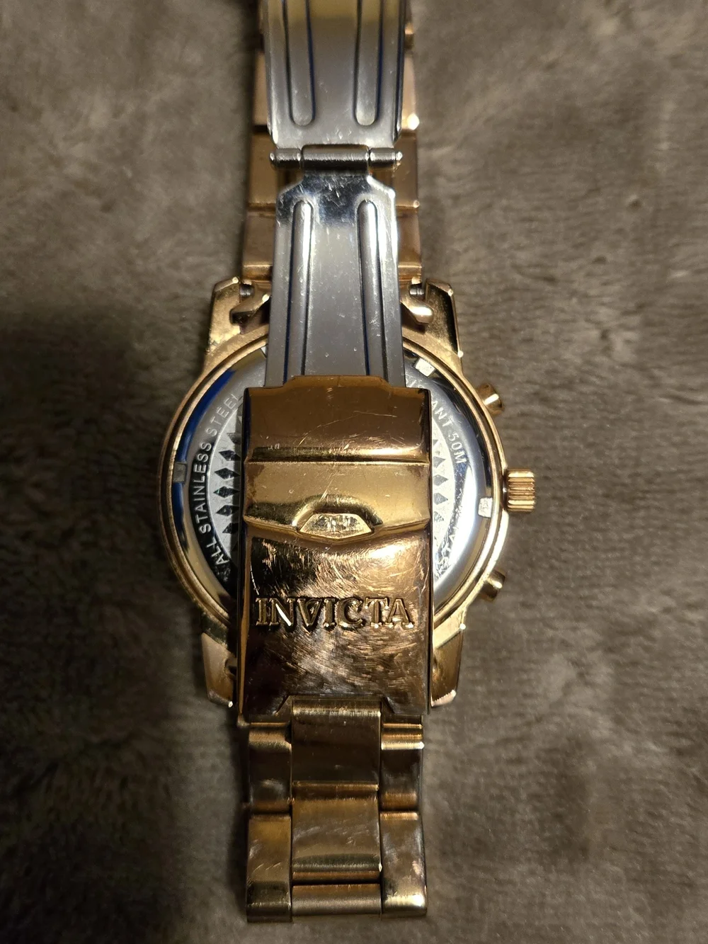 Invicta Gold Tone Bracelet Watch with Pink Dial and Crystal Bezel